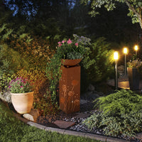Led-plantenzuil paardenbloemendesign in roestlook